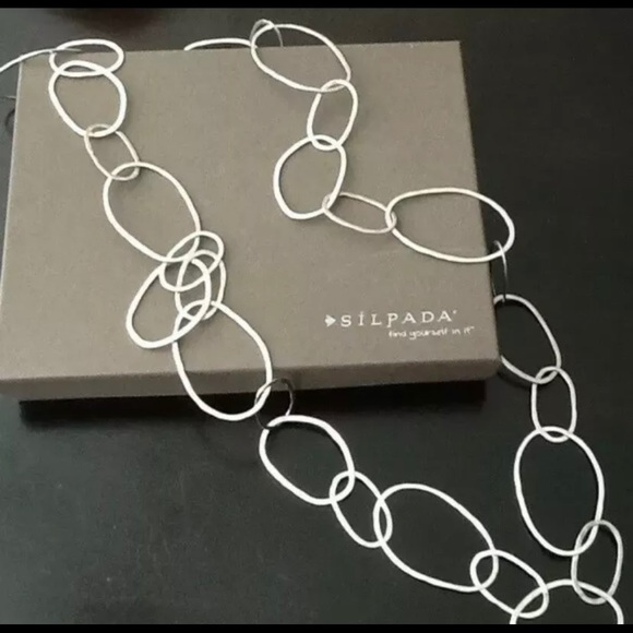 Silpada ‘Bubble Up’ Sterling Silver Large Loop Link Necklace N2148 - Picture 9 of 16